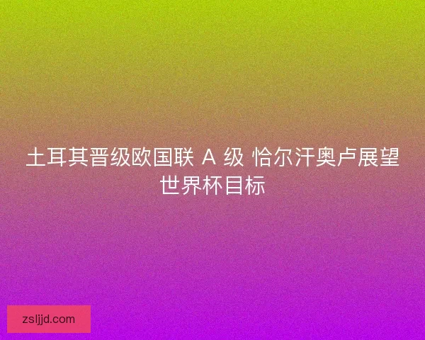 土耳其晋级欧国联 A 级 恰尔汗奥卢展望世界杯目标